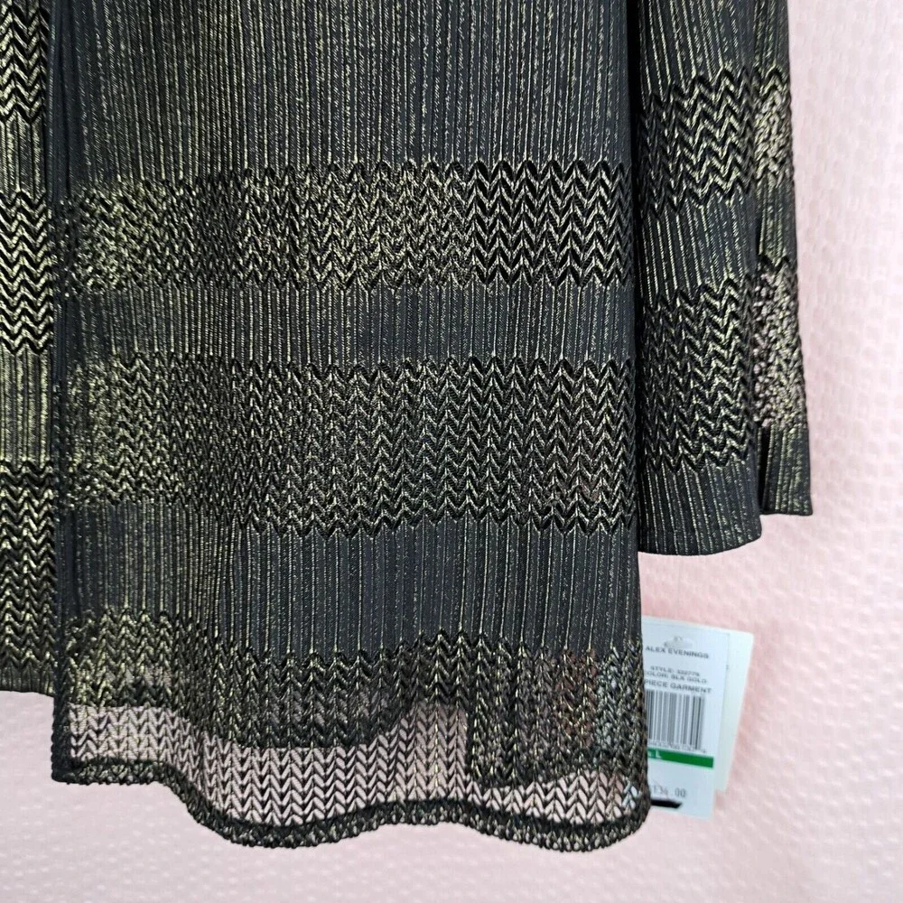 NEW Alex Evenings Set Of 2 Tank And Blazer Top Gold Metallic Black Size L